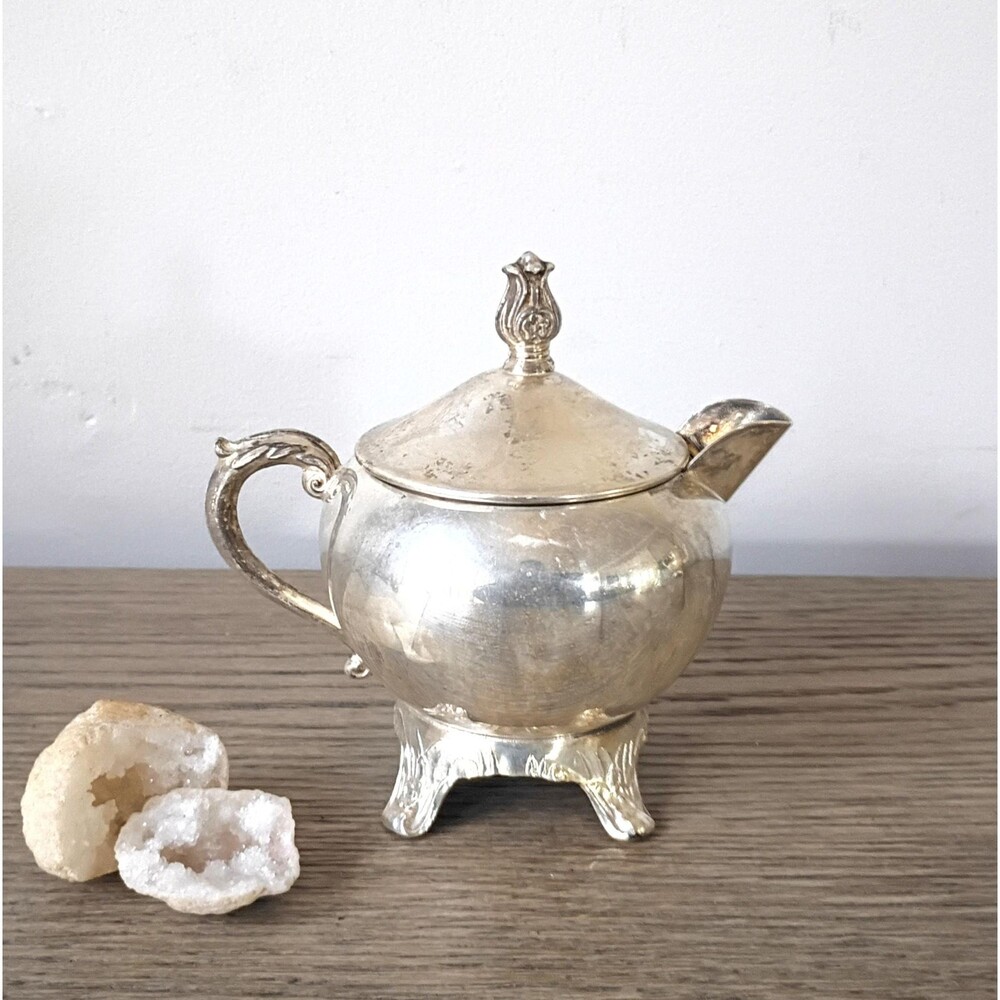 Vintage F.B. Rogers Creamer with Lid International Footed Lidded Creamer